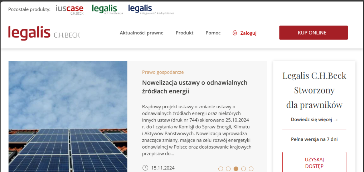 System informacji prawnej LEGALIS rozwijany w zakresie Product Compliance